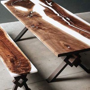 Masă din lemn de nuc cu rășină epoxy  - casă & stil de viață - mobilier artizanal - mese - Artynos.ro