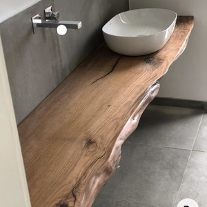 Blat lavoar lemn masiv cu margini naturale � blat rustic pentru baie, mobilier baie handmade, Casa & Stil de viata, Mobilier artizanal, Alt mobilier, Prelucrarea lemnului, ARTYNOS