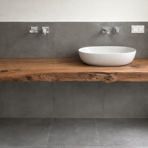 Blat lavoar lemn masiv cu margini naturale � blat rustic pentru baie, mobilier baie handmade - casă & stil de viață - mobilier artizanal - alt mobilier - Artynos.ro