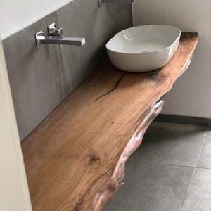 Blat lavoar lemn masiv cu margini naturale � blat rustic pentru baie, mobilier baie handmade - casă & stil de viață - mobilier artizanal - alt mobilier - Artynos.ro