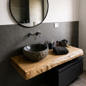 Blat baie din lemn masiv margini naturale� blat rustic pentru baie moderna  - casă & stil de viață - mobilier artizanal - alt mobilier - Artynos.ro