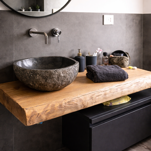 Blat baie din lemn masiv margini naturale� blat rustic pentru baie moderna  - casă & stil de viață - mobilier artizanal - alt mobilier - Artynos.ro