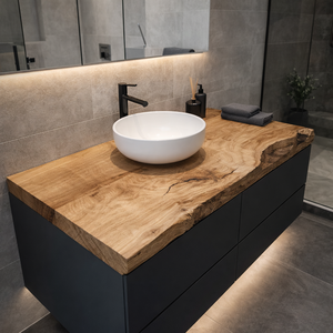 Blat baie lemn masiv cu margini naturale � blat baie moderna  - casă & stil de viață - mobilier artizanal - alt mobilier - Artynos.ro