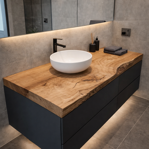 Blat baie lemn masiv cu margini naturale � blat baie moderna  - casă & stil de viață - mobilier artizanal - alt mobilier - Artynos.ro