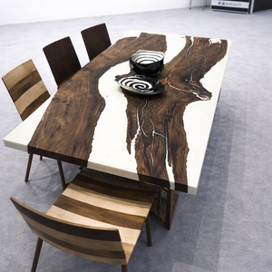 Masă din lemn masiv de nuc cu rășină epoxy - masa dinning unicat  - casă & stil de viață - mobilier artizanal - mese - Artynos.ro