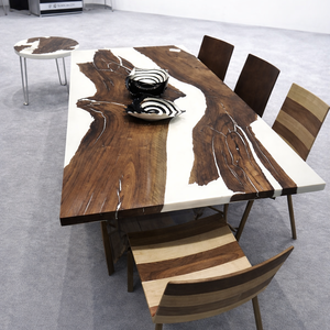 Masă din lemn masiv de nuc cu rășină epoxy - masa dinning unicat  - casă & stil de viață - mobilier artizanal - mese - Artynos.ro