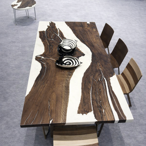 Masă din lemn masiv de nuc cu rășină epoxy - masa dinning unicat  - casă & stil de viață - mobilier artizanal - mese - Artynos.ro