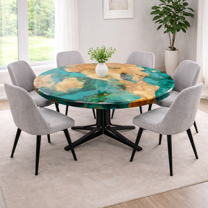 Masă din lemn cu rășină epoxidica - masa cu rasina verde - masa unicat la comanda - casă & stil de viață - mobilier artizanal - mese - Artynos.ro