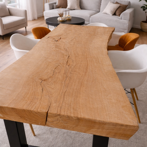 Masă bucătărie din lemn masiv cu margini naturale - 180x60x75 cm - casă & stil de viață - mobilier artizanal - mese - Artynos.ro