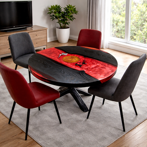 Masă rotundă din lemn cu rășină epoxidica  - casă & stil de viață - mobilier artizanal - mese - Artynos.ro