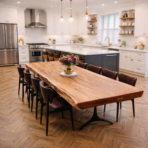 Masă bucătărie din lemn masiv de - margini live edge - casă & stil de viață - mobilier artizanal - mese - Artynos.ro