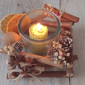Decorațiune din lemn cu suport pentru lumânare  - crăciun - decorațiuni de advent - decor pentru masa de advent - Artynos.ro