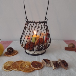 Felinar cu suport pentru lumânare  - crăciun - decorațiuni de advent - decor pentru masa de advent - Artynos.ro