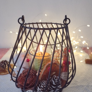 Felinar cu suport pentru lumânare  - crăciun - decorațiuni de advent - decor pentru masa de advent - Artynos.ro