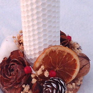 Decoratiune lumanare din ceara naturala si elemente naturale, Craciun, Decoratiuni de Craciun de casa, Lumanari parfumate de Craciun, Altele, ARTYNOS