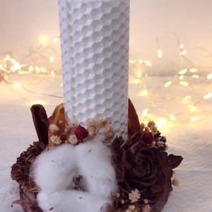 Decorațiune lumânare din ceară naturală și elemente naturale - crăciun - decorațiuni de crăciun de casă - lumânări parfumate de crăciun - Artynos.ro