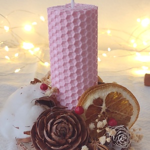 Decorațiune lumânare din ceară naturală și elemente naturale - crăciun - decorațiuni de crăciun de casă - lumânări parfumate de crăciun - Artynos.ro