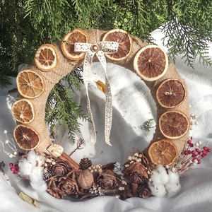 Coroniță decor ușă cu elemente naturale - crăciun - decorațiuni de crăciun de casă - decorațiuni pentru ușă de crăciun - Artynos.ro