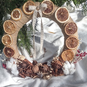 Coronita decor usa cu elemente naturale, Craciun, Decoratiuni de Craciun de casa, Decoratiuni pentru usa de Craciun, Altele, ARTYNOS