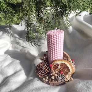 Decoratiune lumanare din ceara naturala si elemente naturale, Craciun, Decoratiuni de Craciun de casa, Lumanari parfumate de Craciun, Altele, ARTYNOS