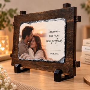 Cadou personalizat pentru cuplu � ardezie cu fotografie si mesaj - Artynos.ro