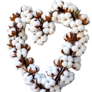 Coroniță decorativă în formă de inimă cu flori de bumbac natural - casă & stil de viață - decorațiuni de casă - accesorii florale - coronițe decor - Artynos.ro