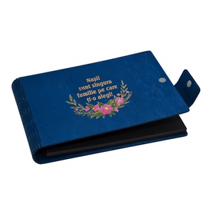 Album foto A5 personalizat, din lemn, Albastru, GuestBook, mesaj Nasi, pictat - accesorii nuntă - amintiri și cadouri de nuntă - albume foto de nuntă - Artynos.ro