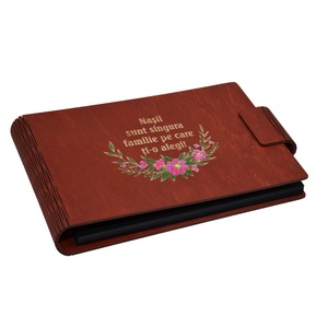Album foto A5 personalizat, din lemn, Rosu, GuestBook, mesaj Nasi, pictat - Artynos.ro
