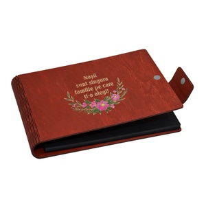Album foto A5 personalizat, din lemn, Rosu, GuestBook, mesaj Nasi, pictat - accesorii nuntă - amintiri și cadouri de nuntă - albume foto de nuntă - Artynos.ro