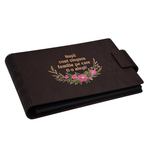 Album foto A5 personalizat, din lemn, Wenge, GuestBook, mesaj Nasi, pictat - Artynos.ro