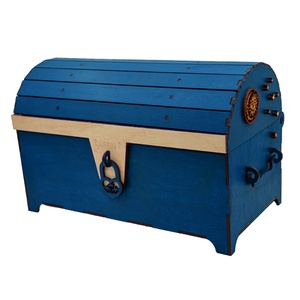 Cufar din lemn, Albastru, pentru Trusou Botez, 35x18x23 cm, lucrat manual, Jucarii si echipamente pentru copii, Daruri de botez, Gravare, pirogravura, Prelucrarea lemnului, ARTYNOS