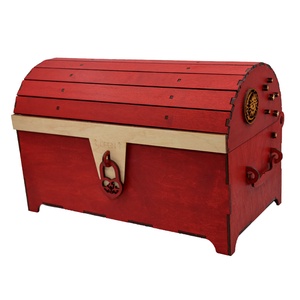Cufar din lemn, Rosu, pentru Trusou Botez, 35x18x23 cm, lucrat manual, Jucarii si echipamente pentru copii, Daruri de botez, Gravare, pirogravura, Prelucrarea lemnului, ARTYNOS