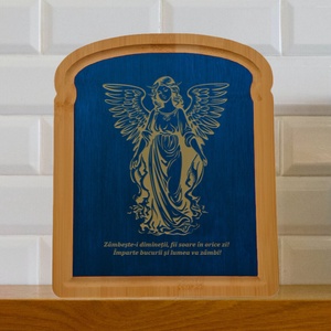 Tablou, gravat, cu mesaj, lemn, natur, albastru, 23x20x1cm - casă & stil de viață - accesorii pentru decorat casa - decorațiuni de pereți, decorațiuni suspendate - placă decorativ - Artynos.ro