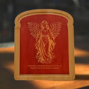Tablou, gravat, cu mesaj, lemn, natur, rosu, 23x20x1cm - casă & stil de viață - accesorii pentru decorat casa - decorațiuni de pereți, decorațiuni suspendate - placă decorativ - Artynos.ro