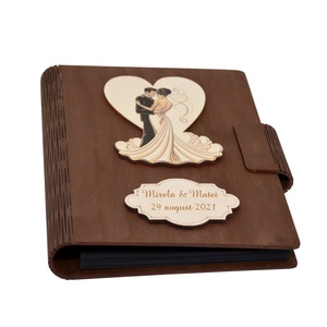 Album foto din lemn personalizat, Guestbook de nunta, Maro, A5, pix si lipici stick inclus - Artynos.ro