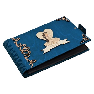Album foto A4 personalizat, din lemn, Albastru, GuestBook, Caiet amintiri, Nunta - accesorii nuntă - amintiri și cadouri de nuntă - carte de amintiri nuntă și carte oaspeți - Artynos.ro