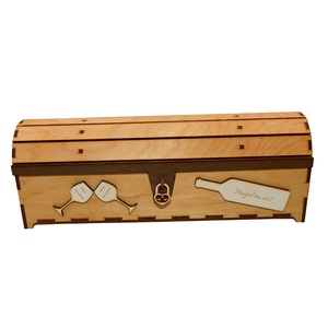 Cutie din lemn personalizata, pentru sticla de vin, cufar Handmade, Natur - Artynos.ro