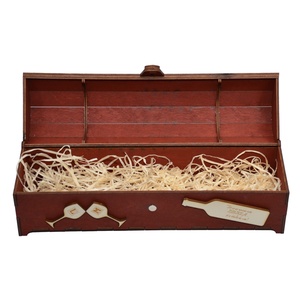 Cutie din lemn personalizata, pentru sticla de vin, cufar Handmade, Rosu - accessorii și unelte - lemn - cutie - Artynos.ro