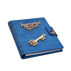 Jurnalul Meu Secret, A5, din lemn personalizat, Albastru, 100 pagini si pix din lemn inclus, Casa & Stil de viata, Papetarie de hartie, Caiete si jurnal, Gravare, pirogravura, Prelucrarea lemnului, ARTYNOS