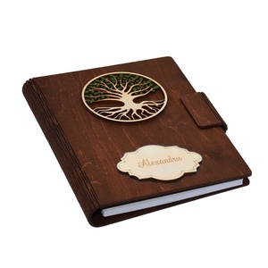 Agenda A5 din lemn personalizata, Maro, Pomul vietii, 100 pagini si pix din lemn inclus, Casa & Stil de viata, Papetarie de hartie, Caiete si jurnal, Gravare, pirogravura, Prelucrarea lemnului, ARTYNOS