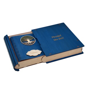 Agenda A5 din lemn personalizata, albastra, Pomul vietii, 100 pagini si pix din lemn inclus - casă & stil de viață - papetărie de hârtie - caiete și jurnal - Artynos.ro