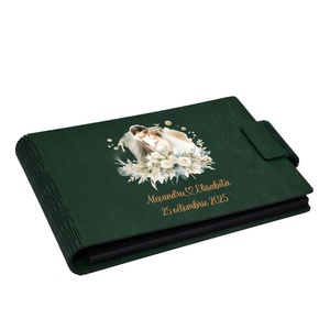 Album foto A5 personalizat, din lemn, Verde, Piksel, GuestBook, Caiet amintiri, Familie, Nunta - Artynos.ro