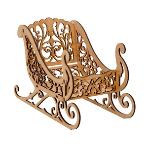 Saniuta lemn decoratiune Craciun 20 x 12 x 9 cm, Craciun, Decoratiuni de Craciun de casa, Decor pentru masa de Craciun, Gravare, pirogravura, Prelucrarea lemnului, ARTYNOS