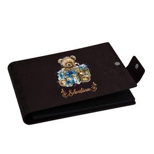 Album foto A5 personalizat, din lemn, Wenge, Piksel, GuestBook, Caiet amintiri copii, Ursulet - jucării și echipamente pentru copii - daruri de botez - Artynos.ro