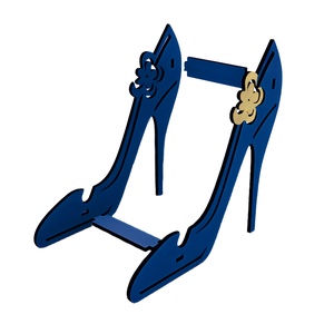 Suport telefon, Piksel, Pantofi cu toc, albastru, cu ornament auriu - casă & stil de viață - organizare & depozitare - organizator birou - Artynos.ro