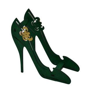 Suport telefon, Piksel, Pantofi cu toc, verde, cu ornament auriu - Artynos.ro