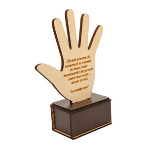 Trofeu din lemn, personalizat, cu mesaj, pe suport din HDF,  22X14 cm - Artynos.ro