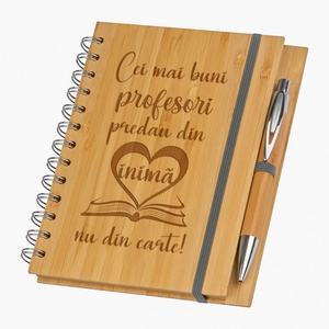 Agenda A5 nedatata, Profesori, 140 pagini dictando, Bambus, pix inclus si semn de carte cadou - casă & stil de viață - produse de papetărie - caiete și jurnale - Artynos.ro