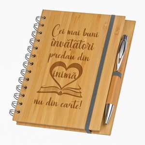 Agenda A5 nedatata, Invatatori, 140 pagini dictando, Bambus, pix inclus si semn de carte cadou - casă & stil de viață - produse de papetărie - caiete și jurnale - Artynos.ro