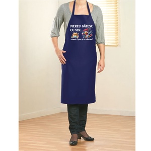 Sort de bucatarie, bumbac, Piksel, Albastru, Mereu gatesc cu vin, M3 - casă & stil de viață - echipamente de bucătărie - textile pentru bucătărie - șorțuri de bucătărie - Artynos.ro